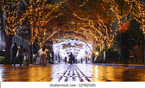 Christmas Lights Decoration In Osaka, Japan.