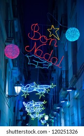 Christmas Lights On Barcelona Streets