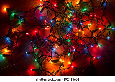 Christmas lights on a floor