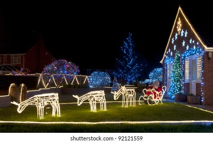 Christmas Lights Outside On A House