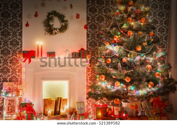 Christmas Living Room Decorations Beautiful Xmas Stock Photo Edit