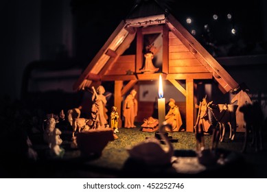 Christmas Manger Scene And Figurines