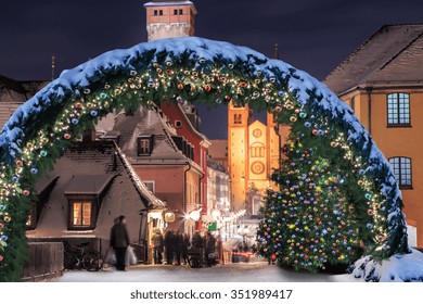 Christmas Market By Night In A German Town