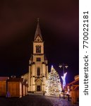 Christmas market in the historic center of Kladno, Czech Republ