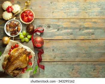 Christmas Meal Background With Space