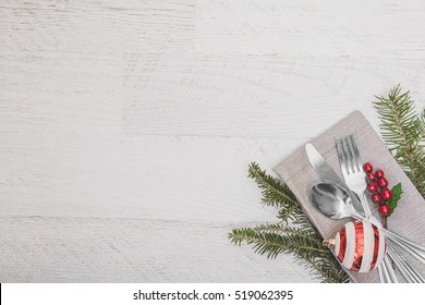 Christmas Meal Table Setting Background