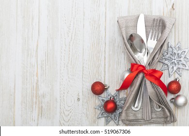 Christmas Meal Table Setting Background