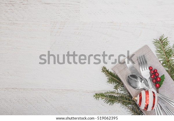 Christmas Meal Table Setting Background Stock Photo (Edit Now) 519062395
