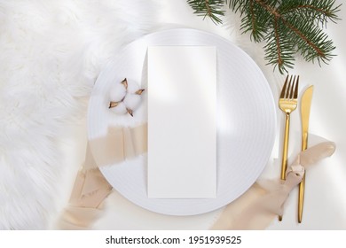 Christmas Menu Card Mockup On Table