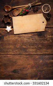 Christmas menu card for restaurants on wooden background
