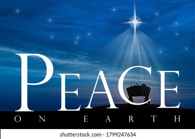 Christmas nativity scene of baby Jesus in the manger, peace on earth