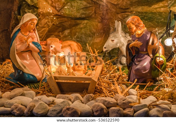 Christmas Nativity Scene Holy Baby Jesus Stock Photo 536522590 ...