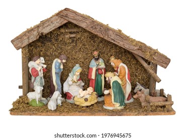 Christmas Nativity Set On White.