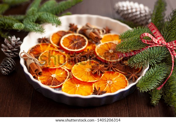 Christmas Natural Christmas Decorations On White Stock Photo Edit