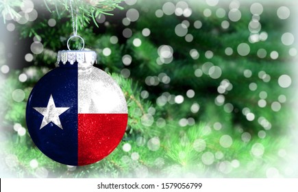 Christmas and New Year background with a flag State of Texas