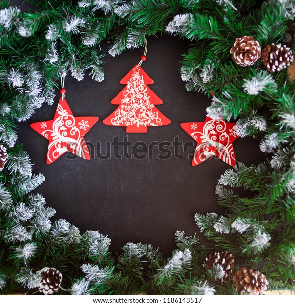 Christmas New Year Dark Wooden Background Stock Photo Edit Now