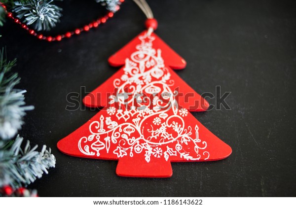Christmas New Year Dark Wooden Background Stock Photo Edit Now