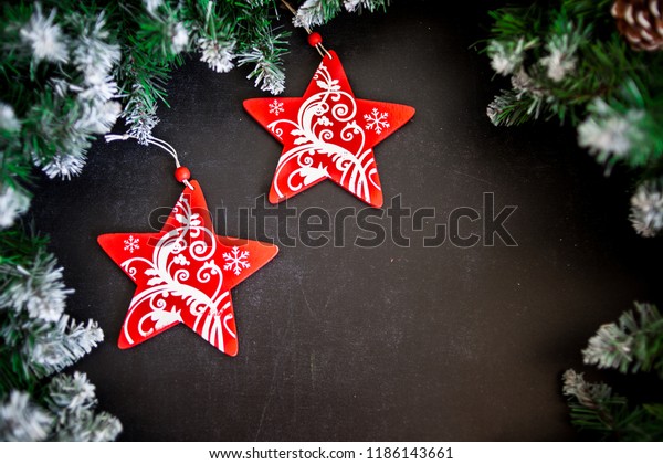 Christmas New Year Dark Wooden Background Stock Photo Edit Now