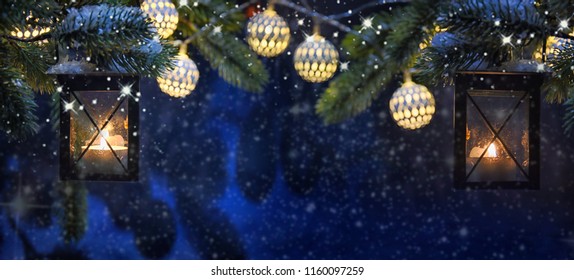 Christmas and New Year holidays background, winter season. Christmas greeting card - Shutterstock ID 1160097259