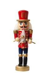 Christmas Nutcracker Toy Soldier Traditional Figurine, Isolated On White Background