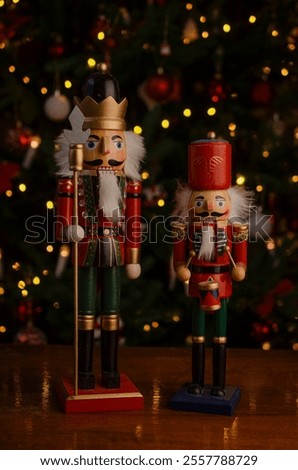 Christmas nutcracker with Christmas tree background