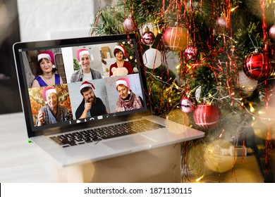 Christmas Online Holiday Remote Celebration X Mas New Year In Lockdown Coronavirus Quarantine Covid 19 New Normal, Social Distance, Remote Communication, Stay Home Vocation, Christmas Party Online