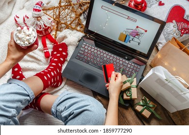 Christmas online shopping, sales and discounts promotions during the Christmas holidays, online shopping at home and lockdown coronavirus.Xmas.	 - Powered by Shutterstock