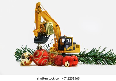 Christmas Ornament Excavator Model Holiday Celebration Stock Photo 