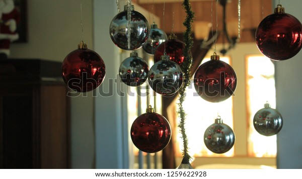 Christmas Ornaments Hanging Ceiling Icicles Stock Photo