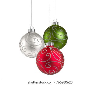 Christmas Ornaments Isolated On A White Background