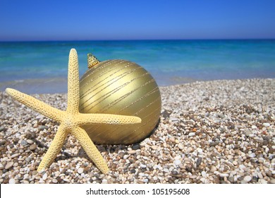 Christmas Ornaments On The Beach