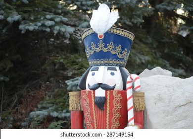 Christmas outside nut-cracker type soldier.