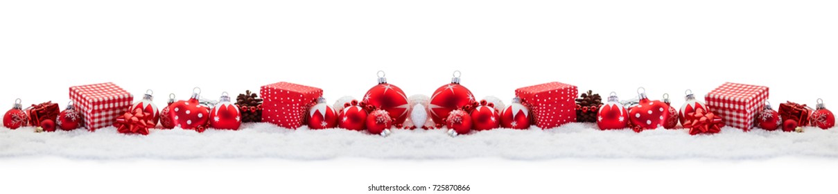 Christmas panorama background with gifts and baubles