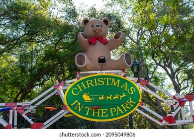 Christmas In The Park Sign At The Entrance To A Winter Event At Plaza De Cesar Chavez - San Jose, California, USA - December, 2021