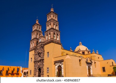 Christmas Parroquia Cathedral Dolores Hidalgo Mexico. Where Father Miguel Hidalgo Made His Grito De Dolores Starting The 1810 War Of Independence In Mexico.  Cathedral Built In The 1700s.
