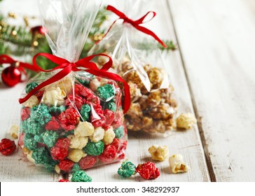Christmas Popcorn And White Chocolate And Peppermint Popcorn