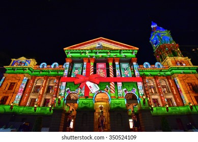 Christmas Projections On Melbourne Town Hall