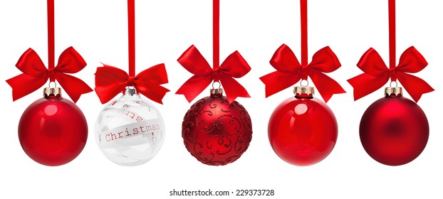 Christmas red balls isolated on white background - Powered by Shutterstock