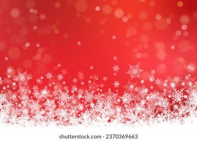 Christmas red watercolor background illustration with dancing snowflakes