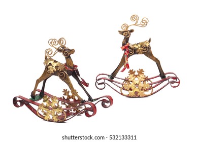 Christmas Reindeer Ornament Isolated On White Background