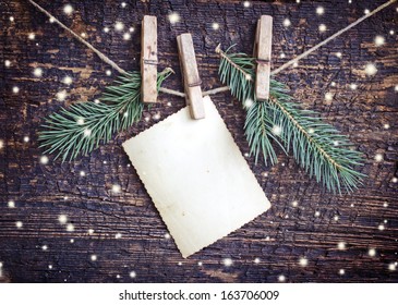 Christmas rustic decoration on textured wooden background - Powered by Shutterstock