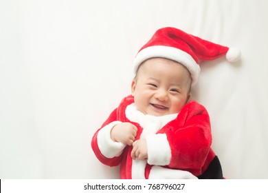 Christmas Santa Claus Asian Baby Boy And Happy New Year Festival