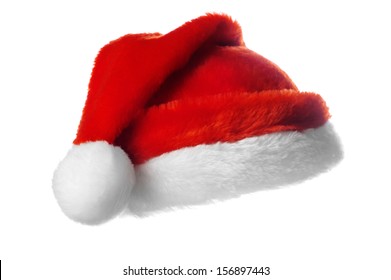 Christmas santa hat,  isolated on white