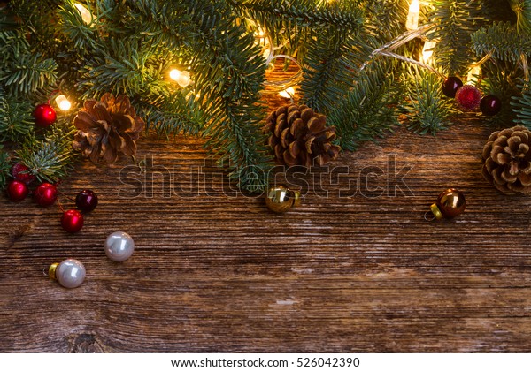 Christmas Scene Evergreen Fir Tree Lights Stock Photo 526042390 ...