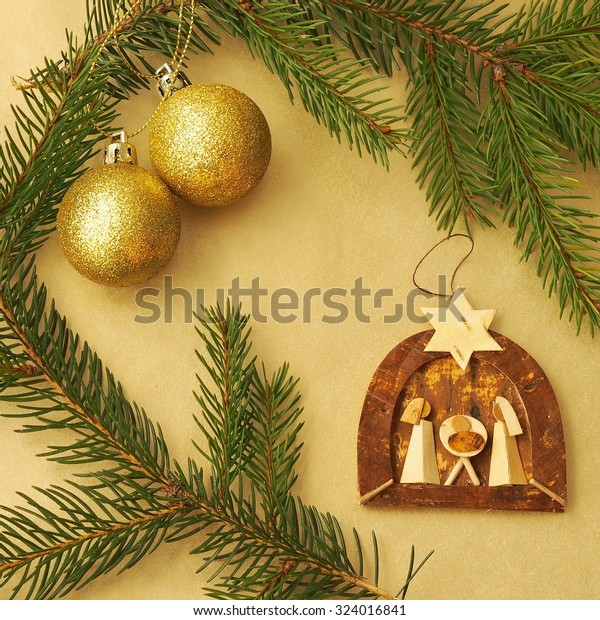 Christmas Scenery Tiny Wooden Bethlehem Two Stock Photo Edit Now