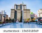 Christmas season in Union Square and the skating rink in San Francisco-California-USA