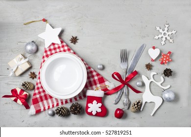 Christmas. Serving Holiday Table Christmas Decorations