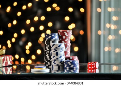 Christmas Setting With Poker Chips