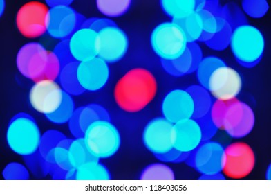 Christmas Shiny Light Bokeh In  Blue And Red Colors