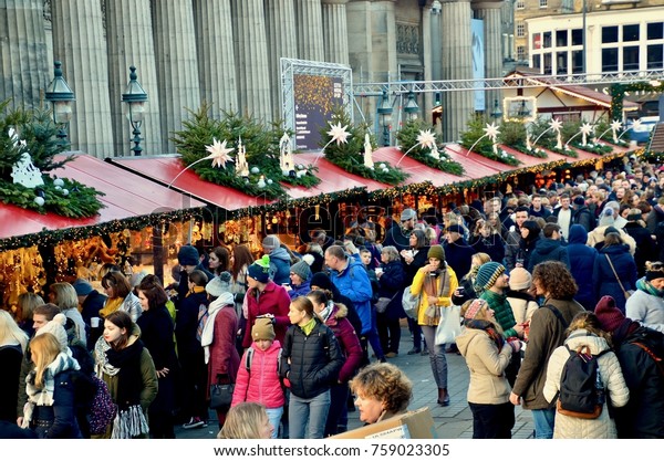 Christmas Shoppers Edinburgh Winter Wonderland German Stock - 